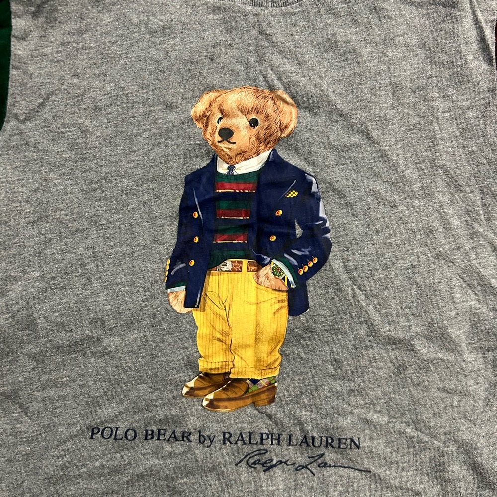 Ralph Lauren Kids Gray Polo Bear Tee